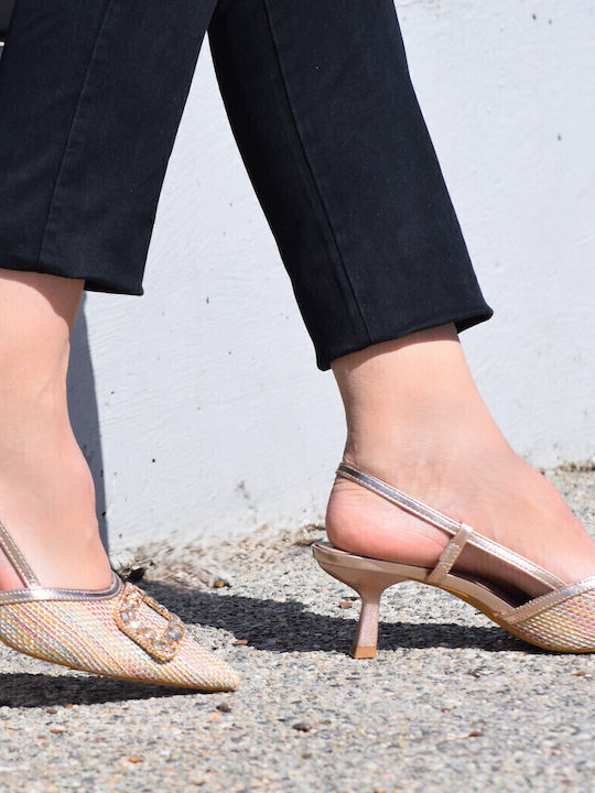 Pumps mit Riemchen & mittelhoher Absatz Beige