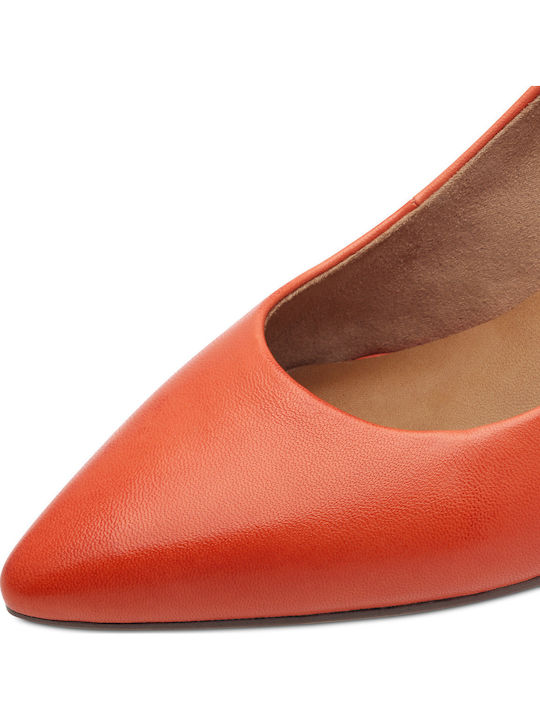 Leather Orange Medium Heels