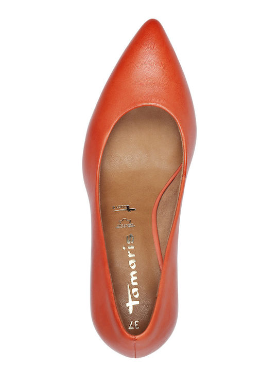 Leather Orange Medium Heels