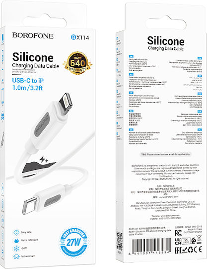 Borofone USB-C to Lightning Cable 27W Λευκό 1m (2411)