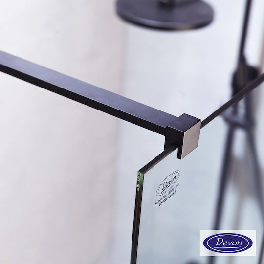 Devon Iwis Walk-in Fixed Side for Shower 57-59x200cm Clear Glass Black Matt
