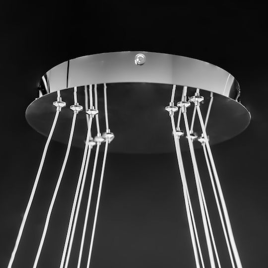 Toolight Κρεμαστό Φωτιστικό Ασημί με Κρύσταλλα 77x77x100εκ.