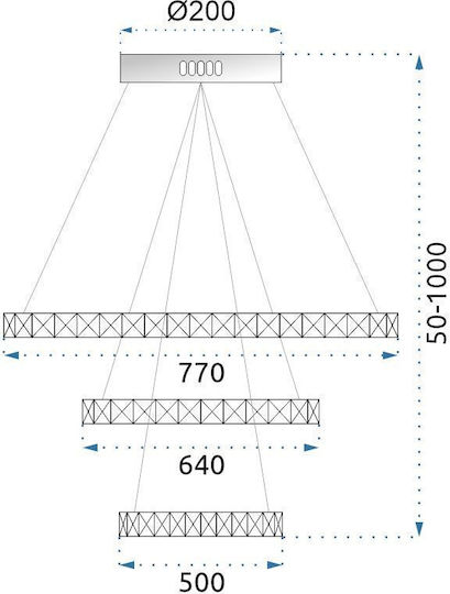 Toolight Κρεμαστό Φωτιστικό Ασημί με Κρύσταλλα 77x77x100εκ.