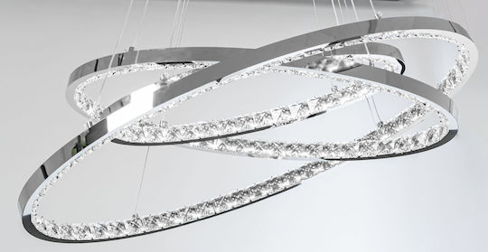 Toolight Κρεμαστό Φωτιστικό Ασημί με Κρύσταλλα 77x77x100εκ.