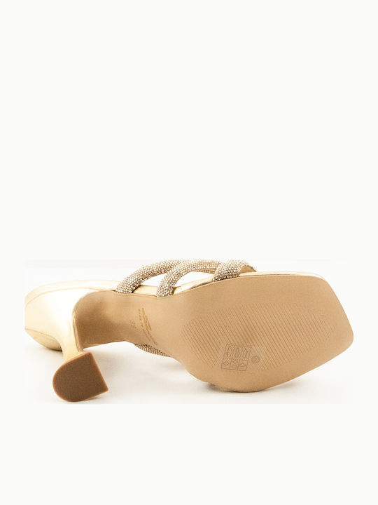 Stoff Sandalen mit Strass Gold