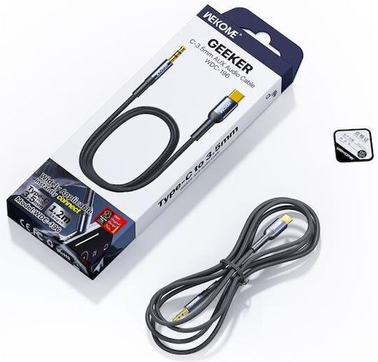 WK Braided USB 2.0 Cable USB-C male - 3.5mm Χρυσό 1.2m 250867
