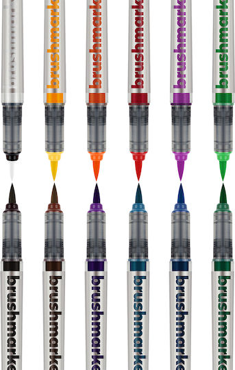 Karin Σετ Μαρκαδόρων Νερού Brushmarker Pro 11 Basic Colors + Blender