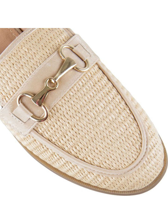 Mules with Heel in Beige Color