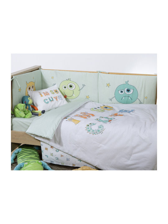 Nef-Nef Homeware ALPHABET MONSTER Бебешка кувертюра Памук Зелен 110x140см Nef-Nef Homeware ALPHABET MONSTER Бебешка кувертюра Памук Зелен 110x140см