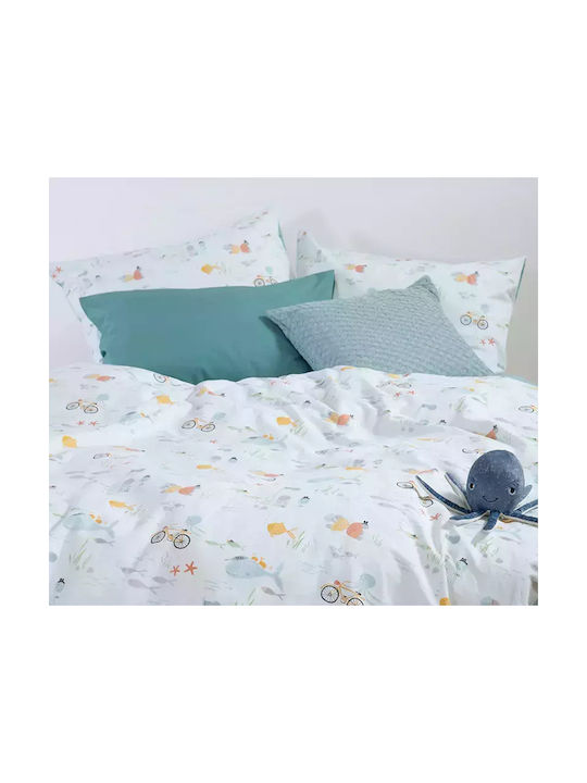 Nef-Nef Homeware Σετ Σεντόνια Μονά Βαμβακερά Pacific Πράσινο 170x260cm 3τμχ