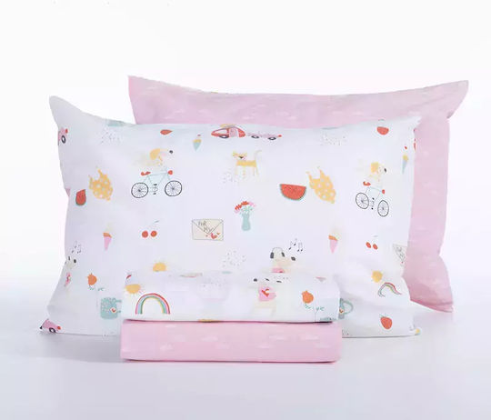 Nef-Nef Homeware Single Set Happy Today Pink 170x260cm Nef-Nef Homeware Single Set Happy Today Pink 170x260cm
