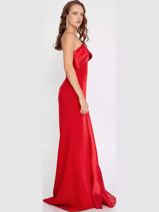 Maxi Dress for Wedding Christening Strapless Red
