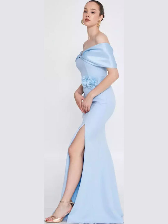 Maxi Dress for Wedding / Baptism Open Back Sky Blue