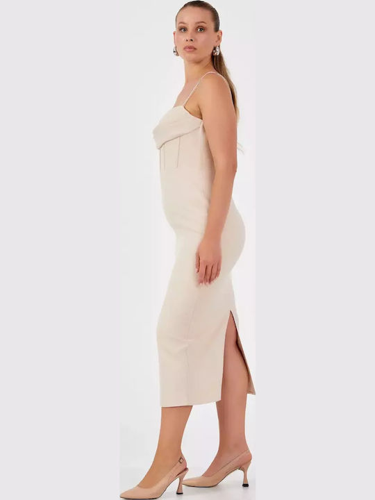 Sommer Midi Abendkleid Beiges