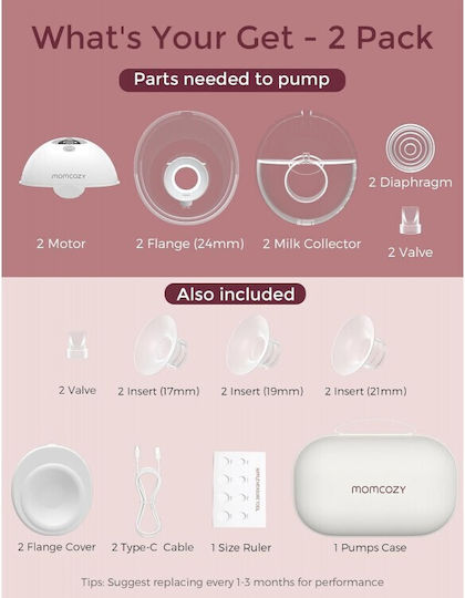 Momcozy M5 Breast Pump Φορητό Διπλό Θήλαστρο Μπαταρίας Λευκό 180ml