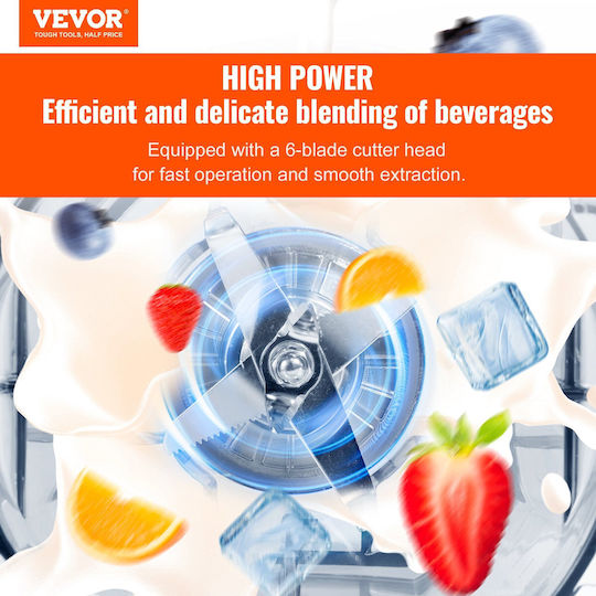 Vevor Commercial Blender 2.2kW Black with Jug Capacity 2lt 24x19.8x44cm