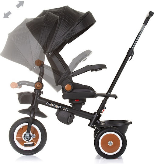 Chipolino Kids Tricycle Bicycle Marathon with Storage Space, Parental Handle & Tent for 1-3 Years Black