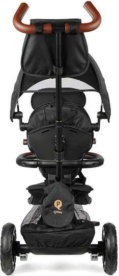 Q Play Kids Tricycle Bicycle Rito Deluxe Foldable & Convertible with Parental Handle, Air Wheels, Tent & Storage Space for 10+ Months Black