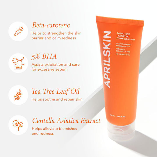 Aprilskin Real Carrotene Spumă Față pentru Ten Acneic 120ml