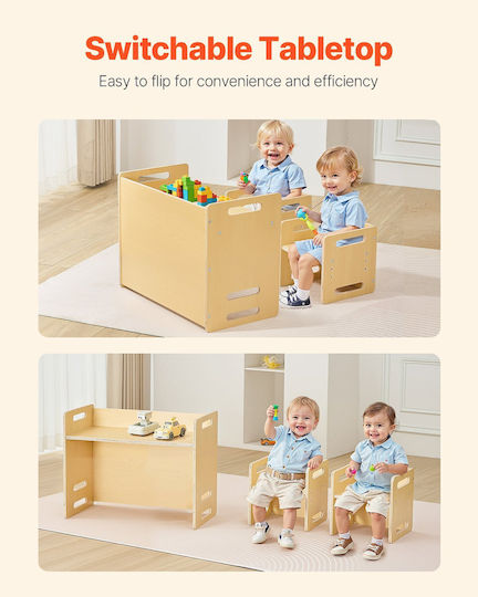 Kids Table and Chairs Set Beige Vevor