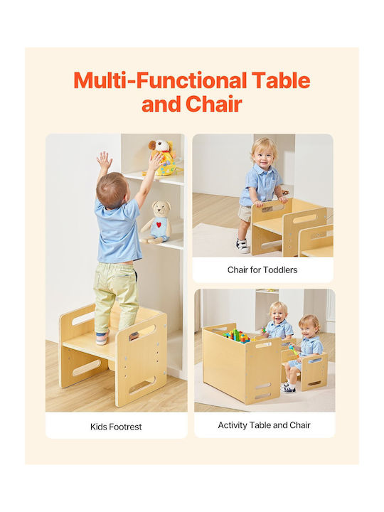 Kids Table and Chairs Set Beige Vevor