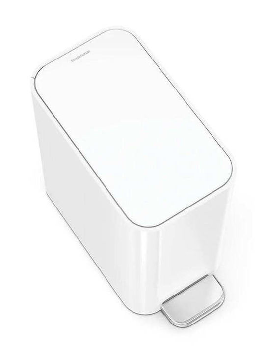 Simplehuman CW2102 Inox Badezimmer Mülleimer 5Es Weiß