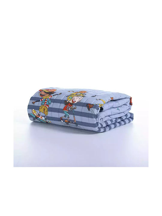 Nef-Nef Homeware Kids Quilt Semi Double In The City Blue 180x240cm