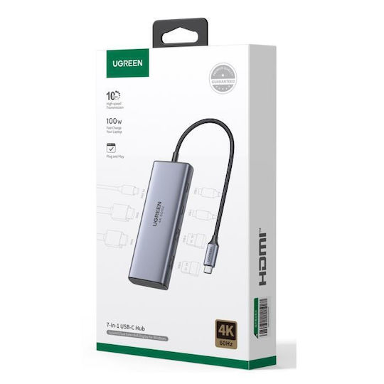 Ugreen CM498 USB-C Docking Station με HDMI/DisplayPort 4K PD Γκρι