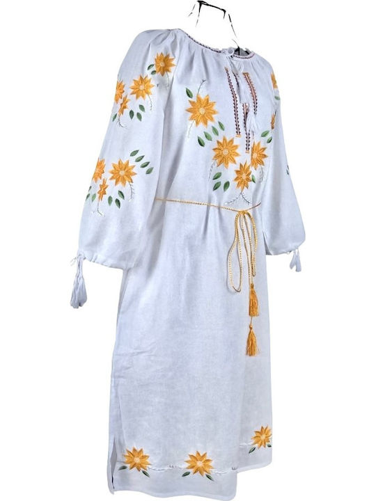 Traditionelles Damenkleid Cpr251 Weiß Gelb