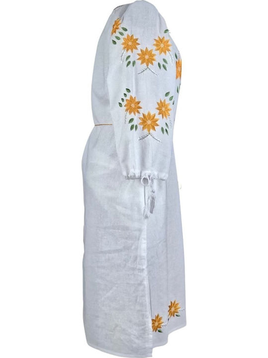 Traditionelles Damenkleid Cpr251 Weiß Gelb
