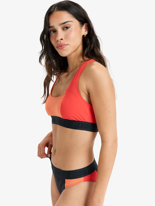 Roxy Women's Swimwear Active Colorblock Top Poppy Red