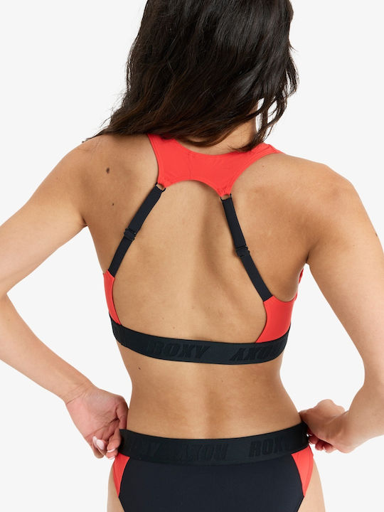 Roxy Women's Swimwear Active Colorblock Top Poppy Red