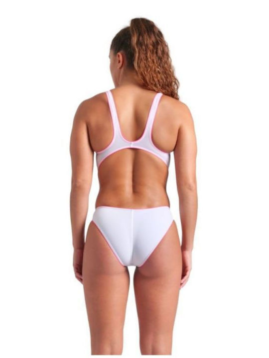 Arena Costum De Baie Întreg Alb-Shocking Roz