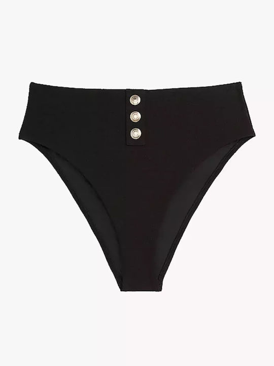 Bikini Inferioare Slip Talie Înaltă Negru