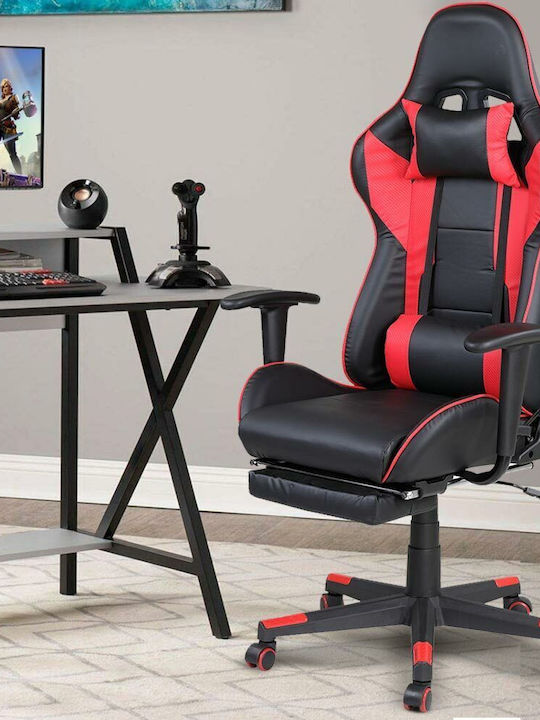 Bakaji 02837447 Καρέκλα Gaming Δερματίνης με Υποπόδιο Μαύρο / Κόκκινο