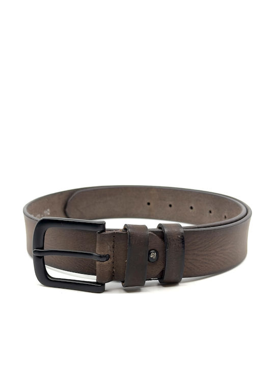 Wide Men's Belt Leather Brown