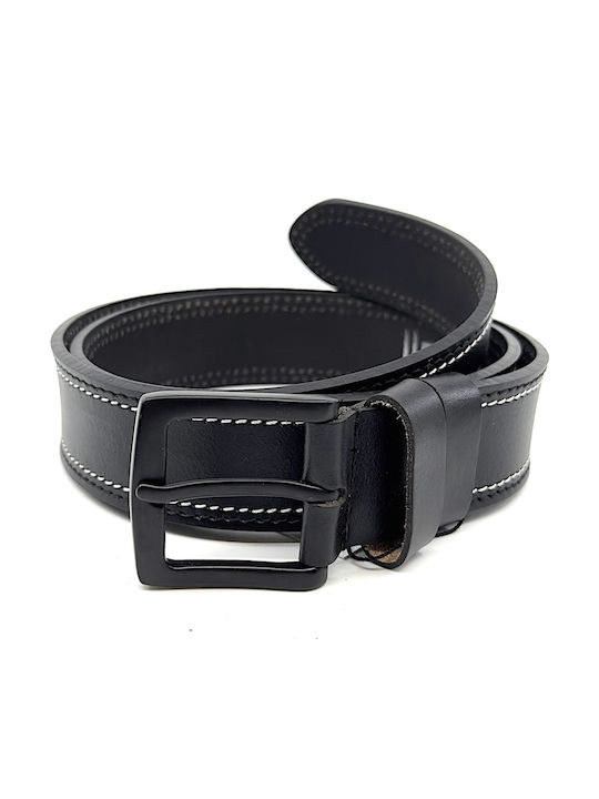 Wide Men's Belt Leather Black