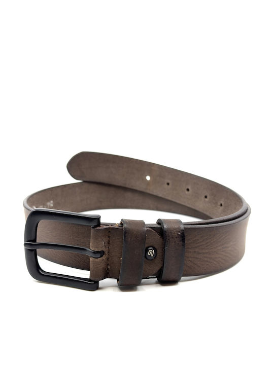 Wide Men's Belt Leather Brown