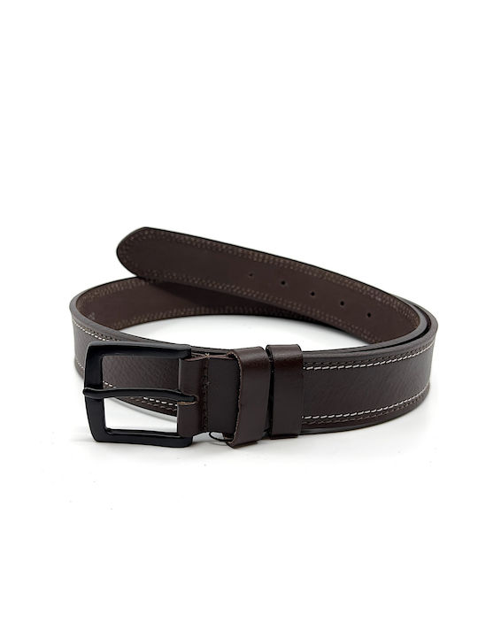 Wide Men's Belt Leather Brown