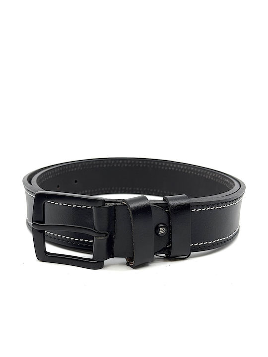 Wide Men's Belt Leather Black