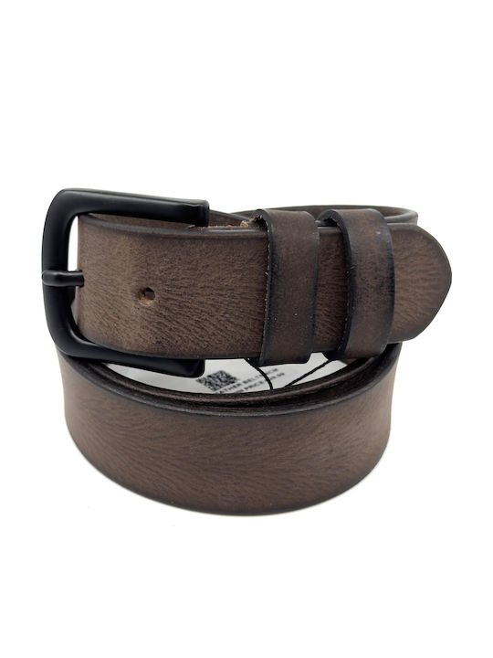 Wide Men's Belt Leather Brown