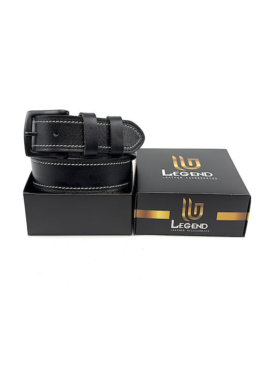 Wide Men's Belt Leather Black