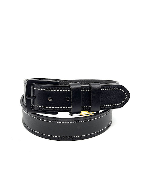 Wide Men's Belt Leather Black