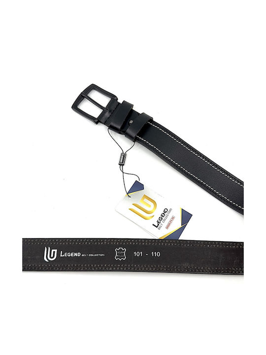 Wide Men's Belt Leather Black