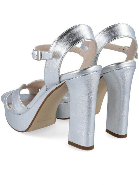 Leder Sandalen Silber