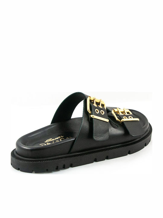 Leather Women's Flat Sandals Anatomic in Black Color
