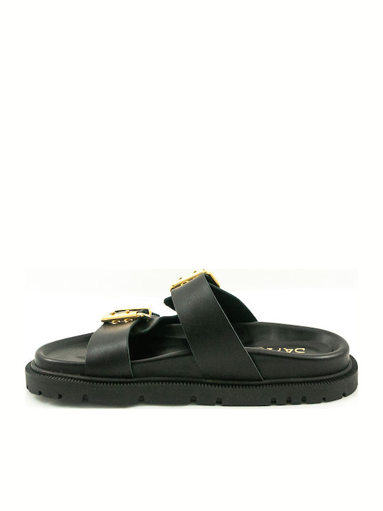 Leather Women's Flat Sandals Anatomic in Black Color