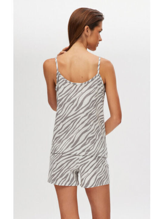 Minerva Summer Women's Pyjama Set Grey Zebra