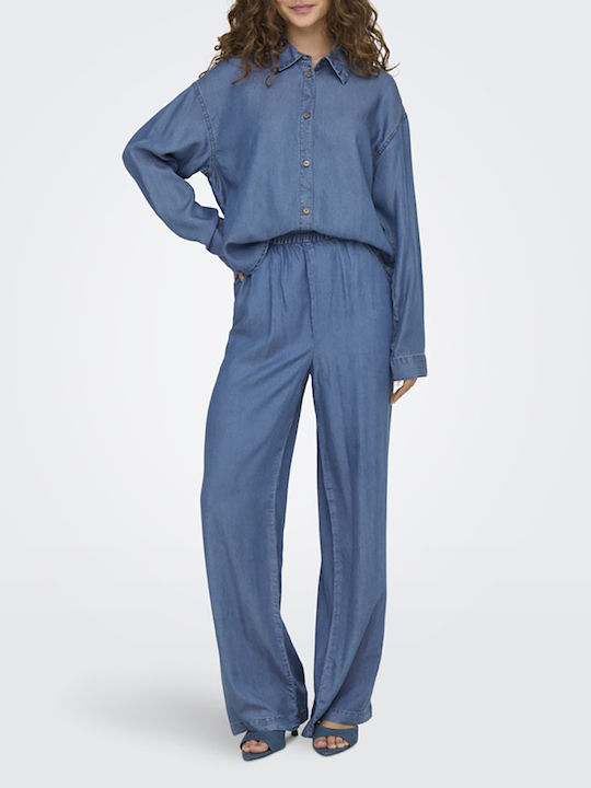 Long Sleeve Women's Denim Shirt Medium Blue Denim