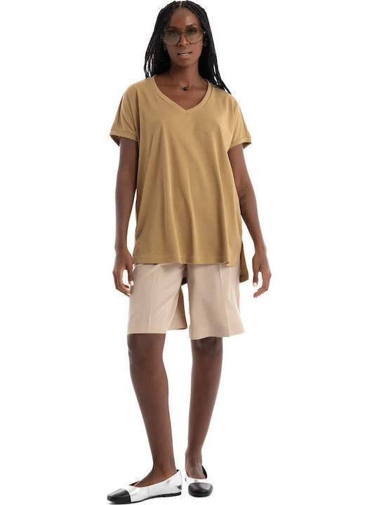 Women's Blouse Short Sleeve Camel